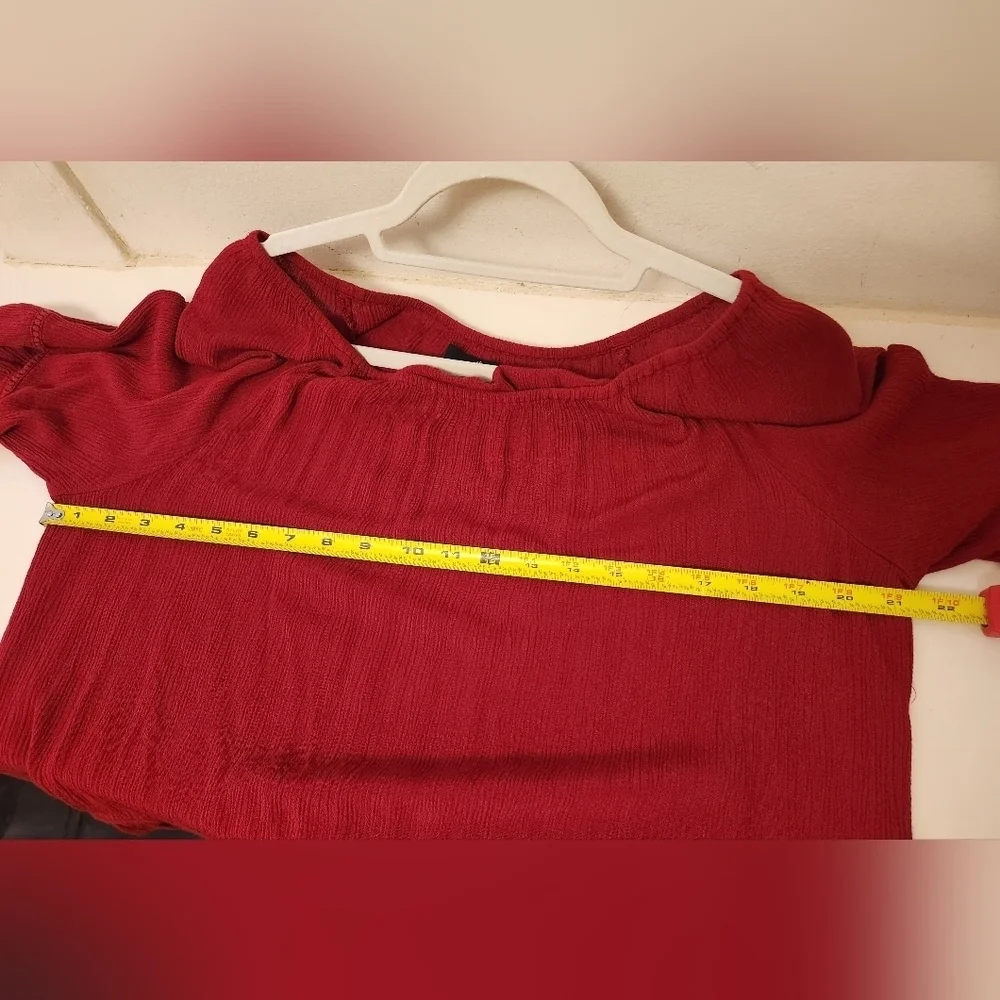 GNW Romantic Flowy Red/Fuschia Hippie 3/4 Flare-Sleeve Top Sz Large - Picture 7 of 7